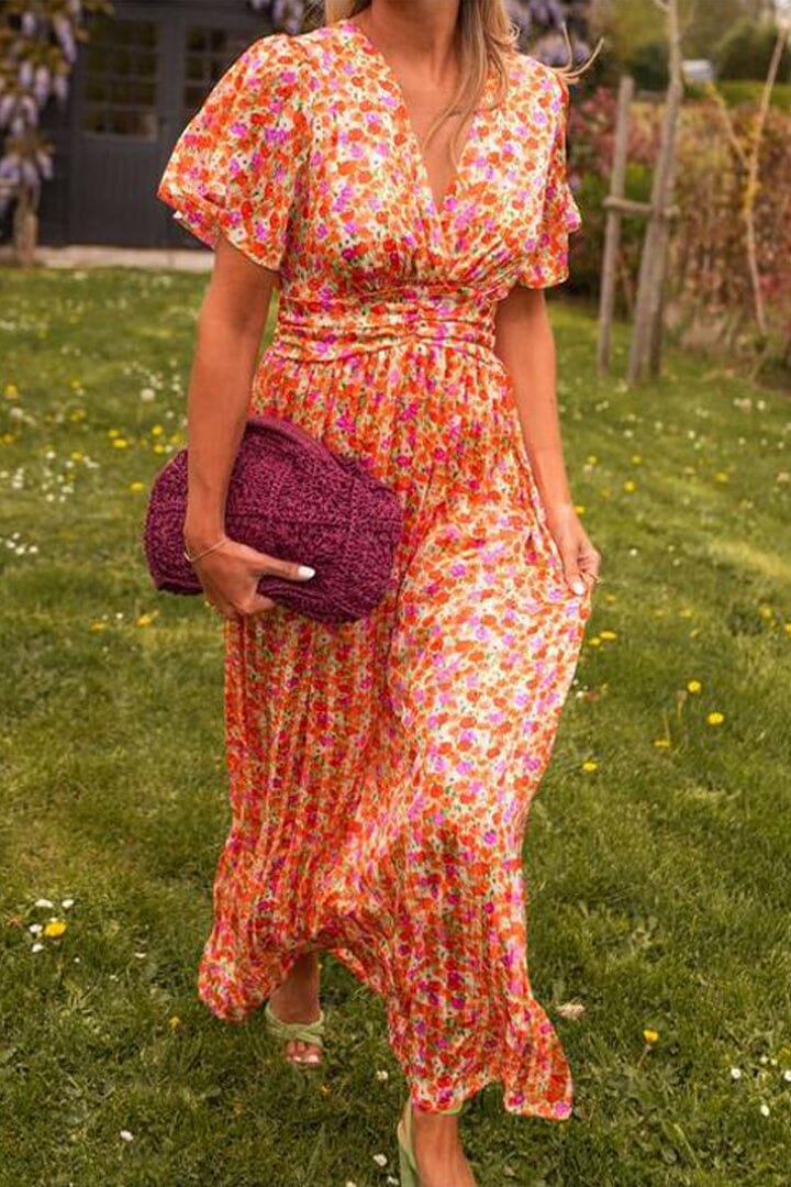 Sandra Elegant Long Dress with V-Neck