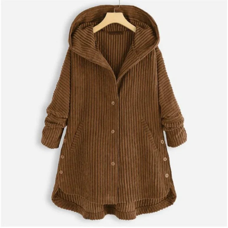 Mavis - Stylish Hooded Ribbed Coat