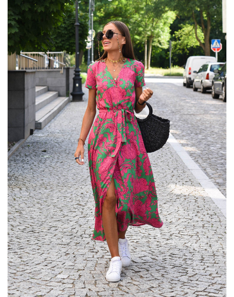 Nadine™ | Wrap Floral Midi Dress