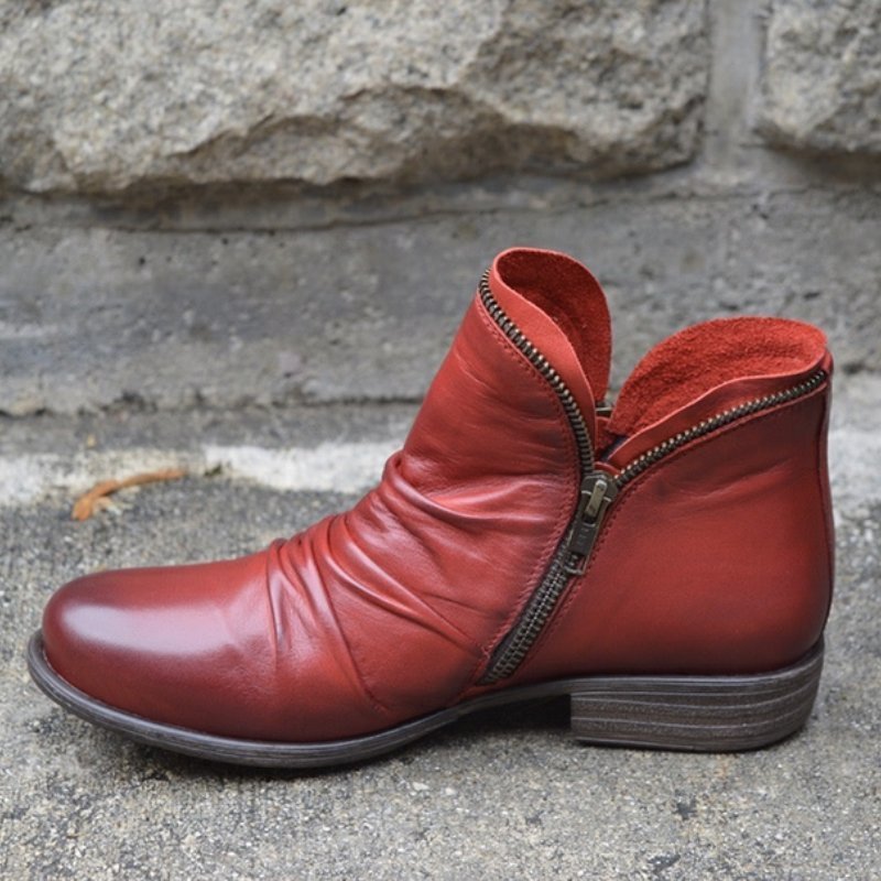 Lily™ - Leather Boots with Zipper