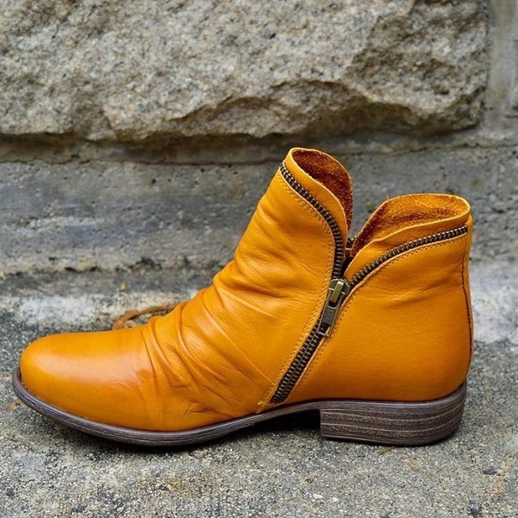 Lily™ - Leather Boots with Zipper