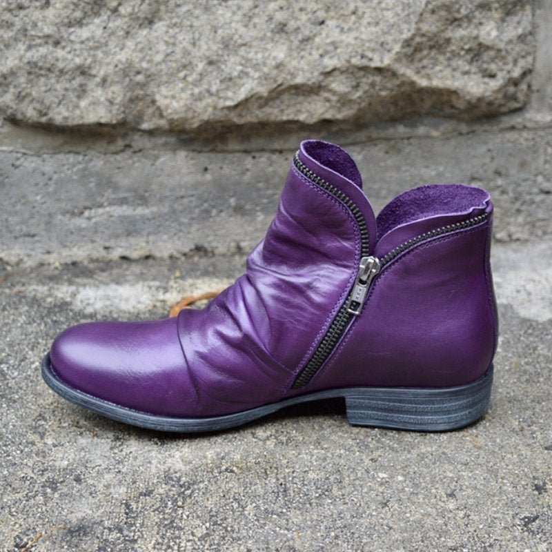 Lily™ - Leather Boots with Zipper