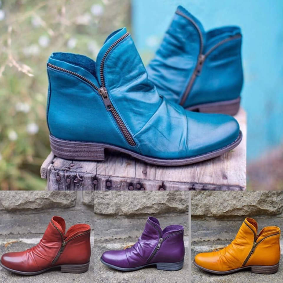 Lily™ - Leather Boots with Zipper