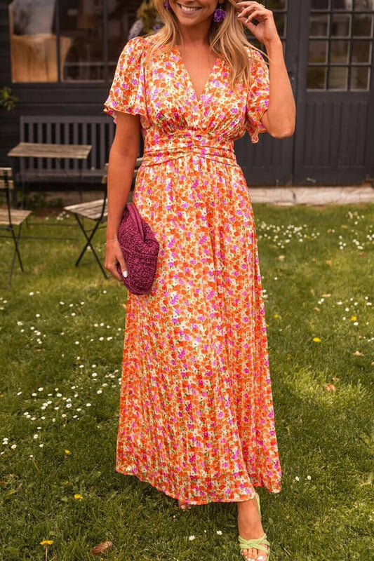 Sandra Elegant Long Dress with V-Neck