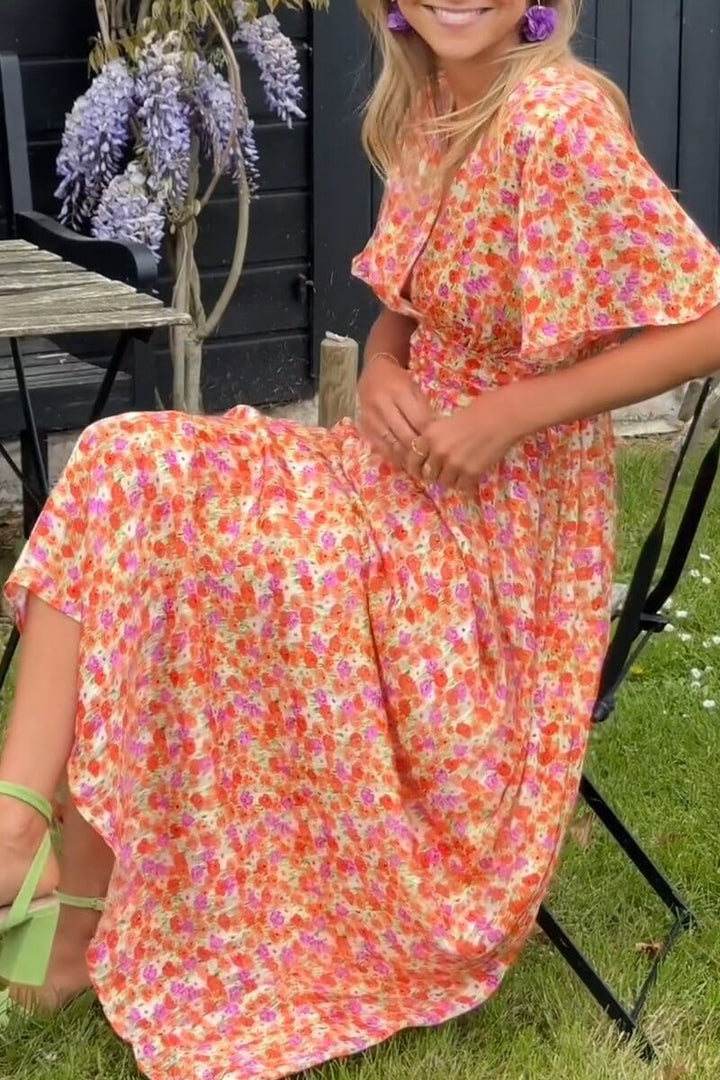 Sandra Elegant Long Dress with V-Neck