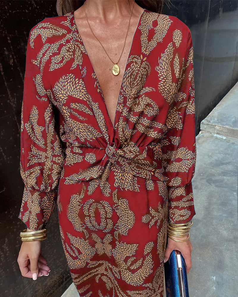 Dineke - Elegant long sleeve dress with floral print