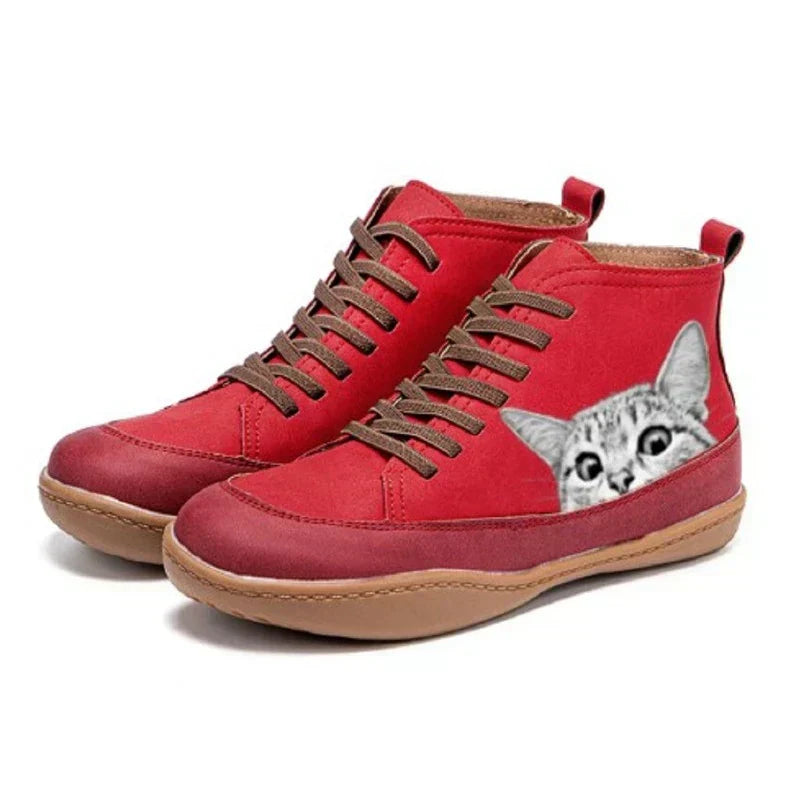 Fenna - Leather ankle boots for cat lovers