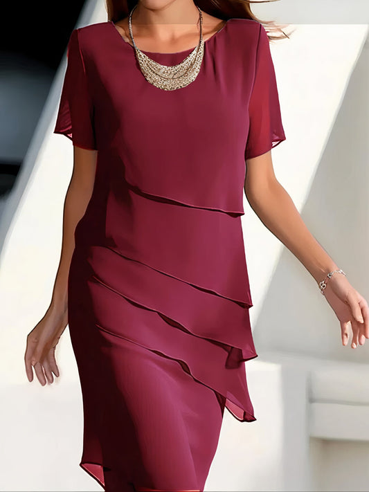 Plissetted dress in silk chiffon