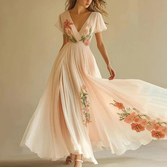 Amelia | Elegant party dresses with V-neck and high waist