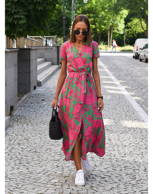 Nadine™ | Wrap Floral Midi Dress