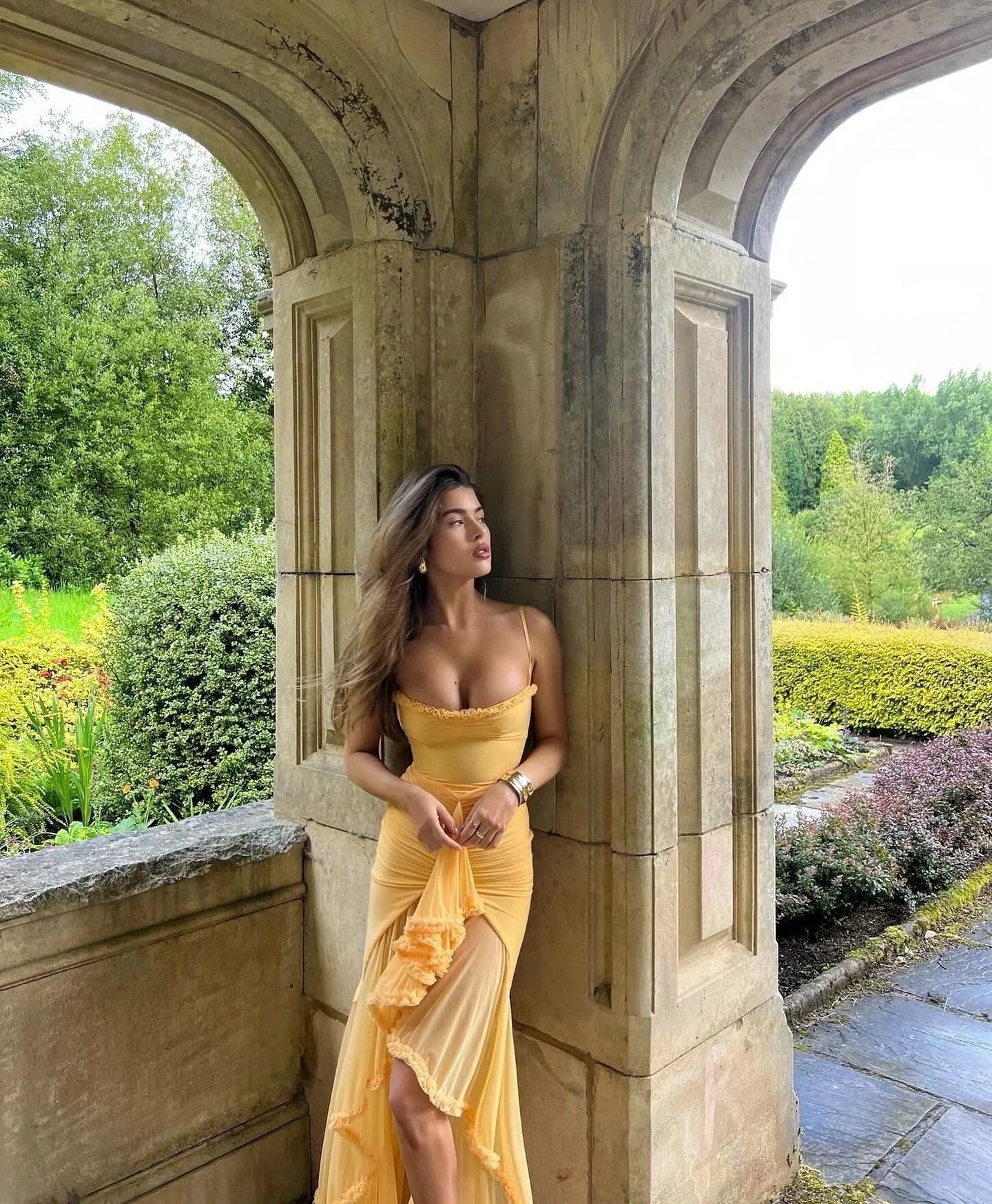 Clarissa™ | Yellow Mesh Maxi Dress