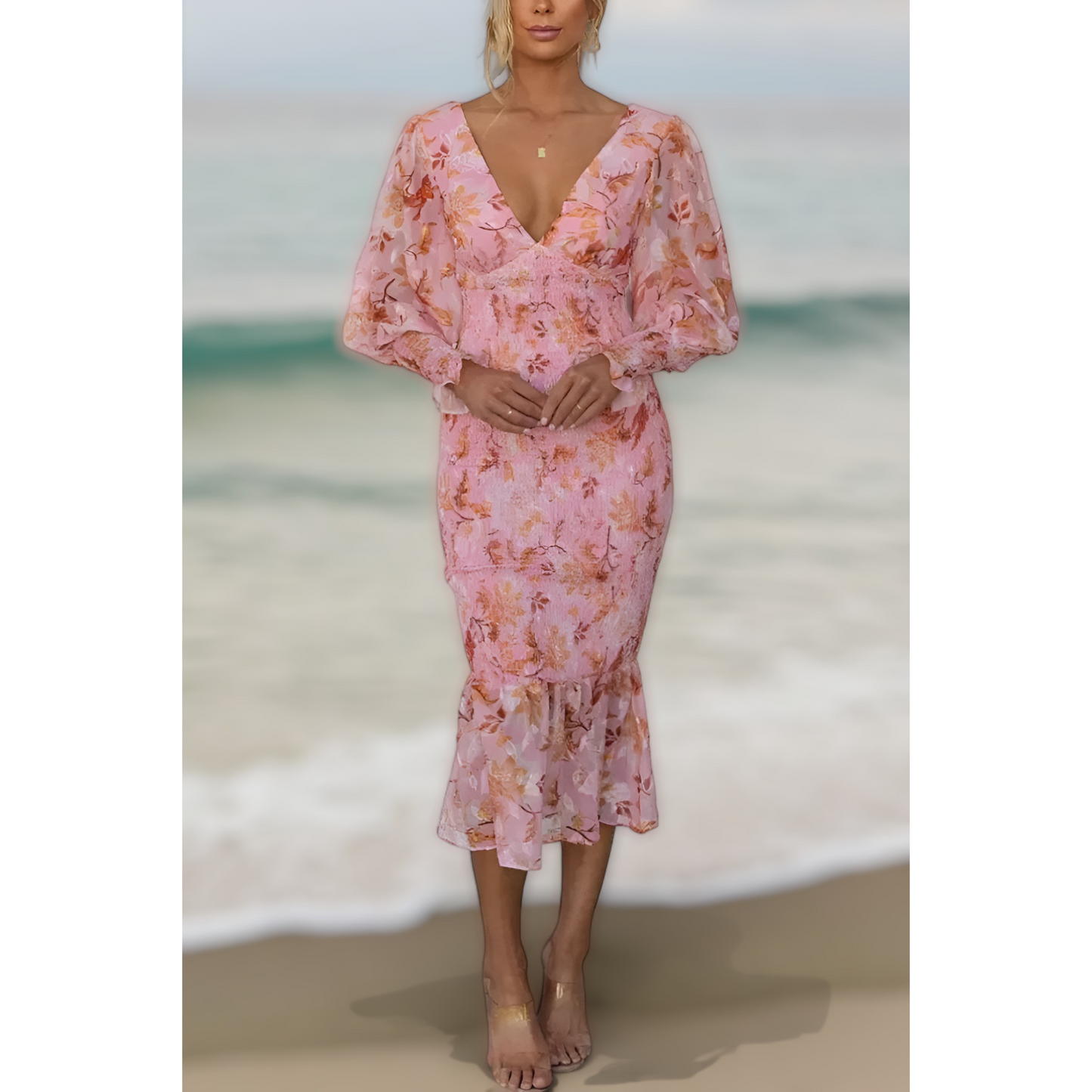 Melissa - Midi dress with floral ruffles