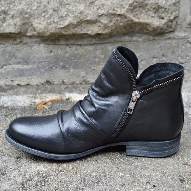 Lily™ -  Leather Boots with Zipper